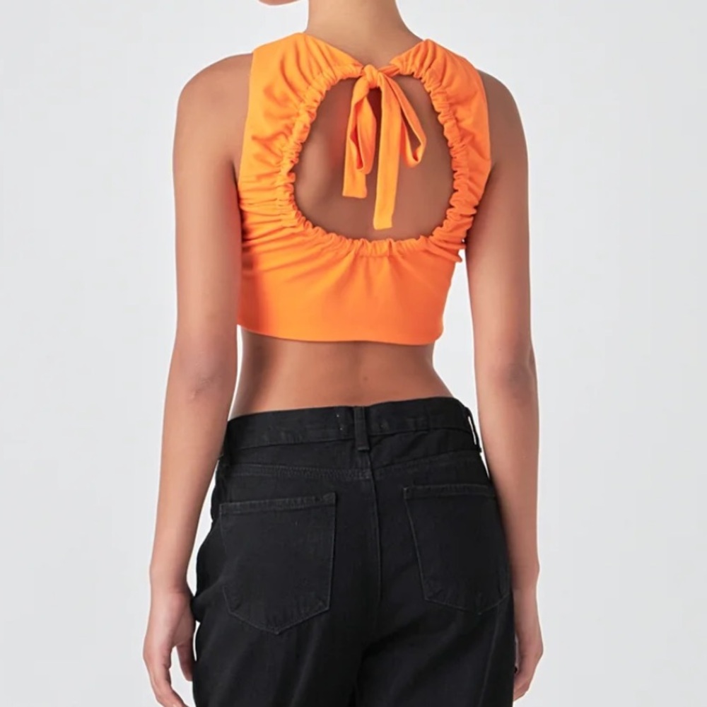 Grey Lab Orange Back Scrunchie Tank Top Size Small